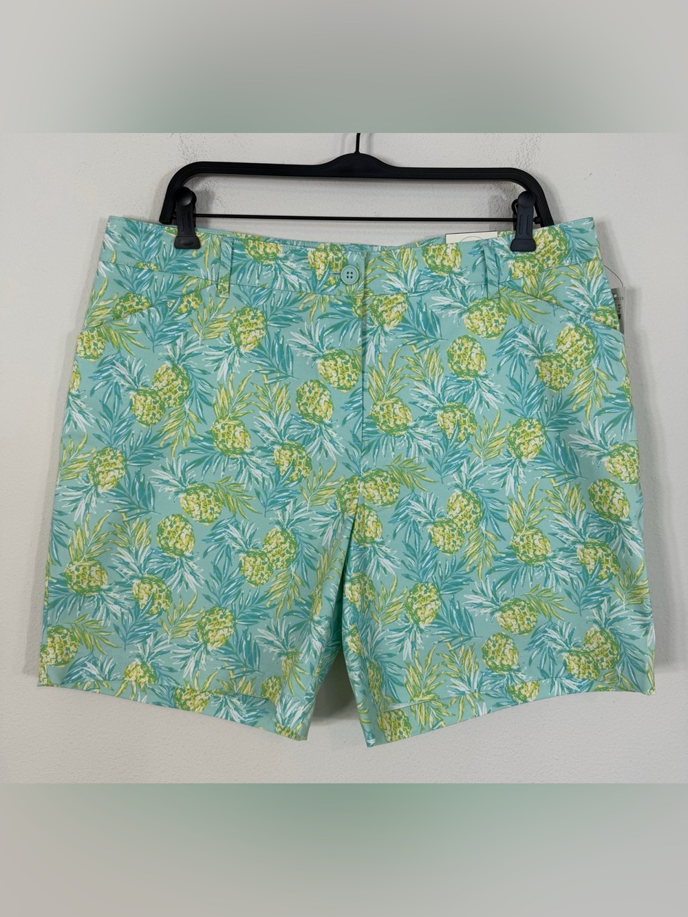 NWT Talbots 7” Weekend Twill Shorts Pineapple Print Tropical Vacation Sz 16